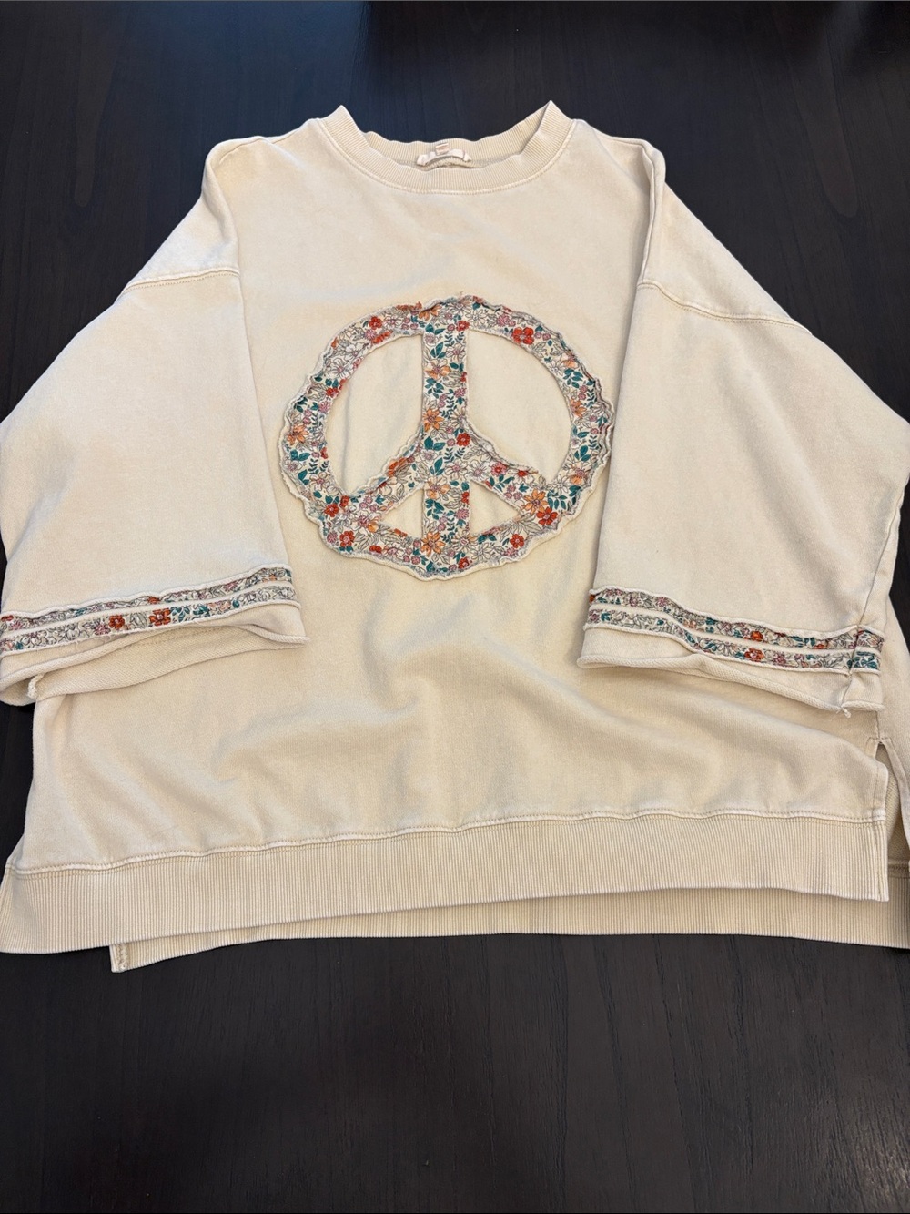 Easel Sweatshirt with Floral Peace Patch